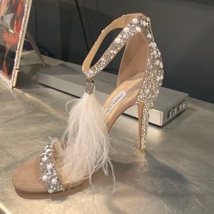 Jimmy Choo never worn , size 41 white/tan /crystal 4 inch heel/sandal